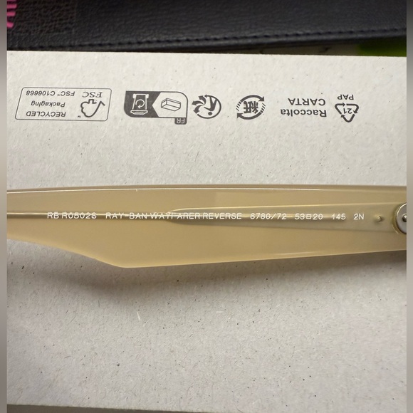 Ray-Ban Wayfarer Reverse Beige Sunglasses with Blue Tinted Lenses Original - Picture 6 of 9